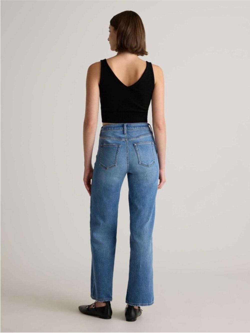 Quince Bella Stretch Wide Leg Jeans Atlantic Blue High Rise Size 28 - Picture 3 of 12